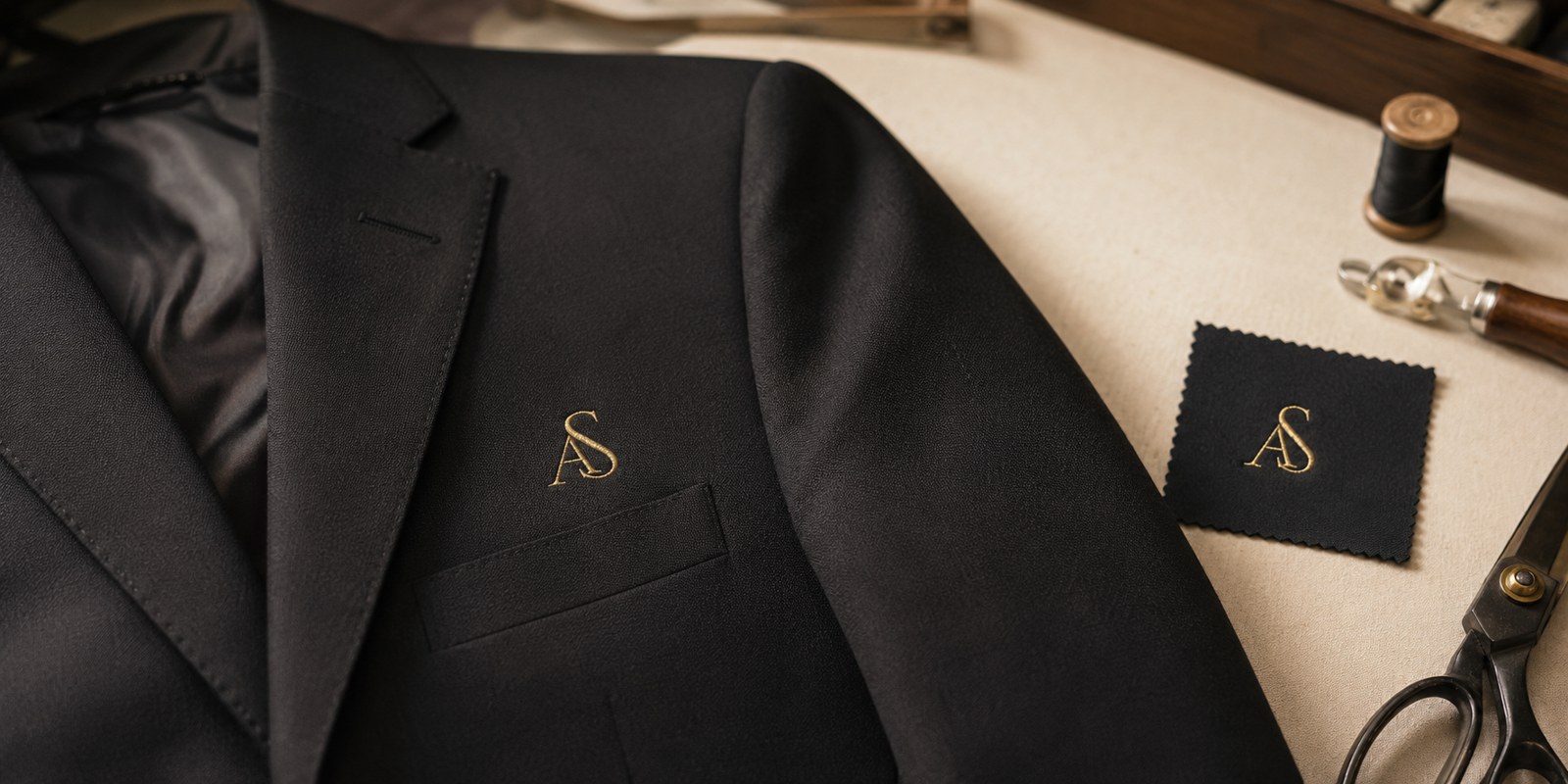 Logo ricamato su giacca professionale Sartoria Campana